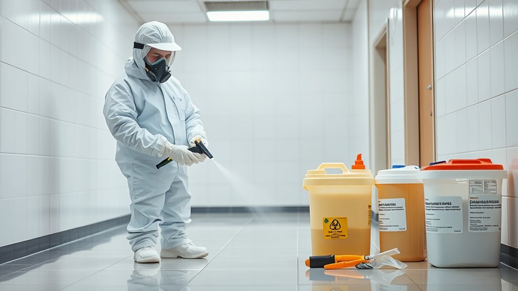 fecal cleanup disinfection process