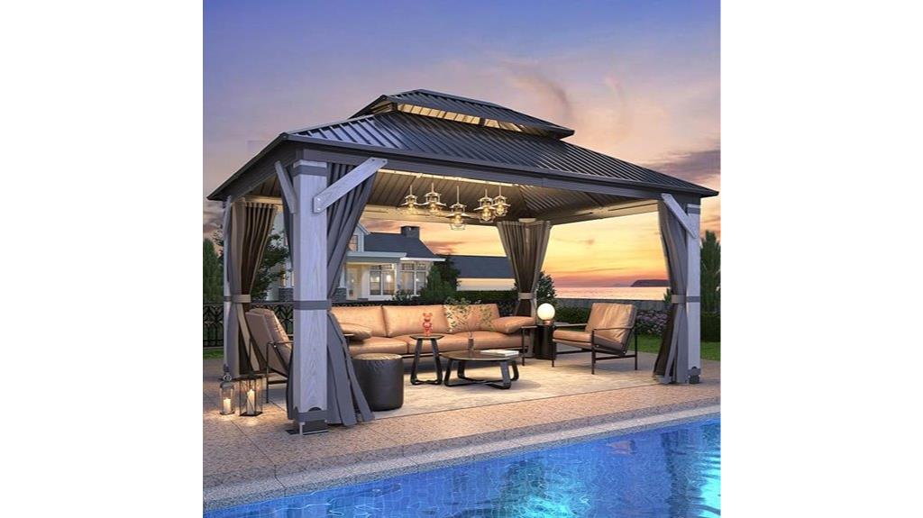 large outdoor gazebo with curtains