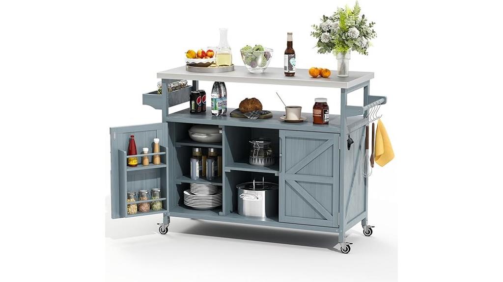 mobile grill cart with locks