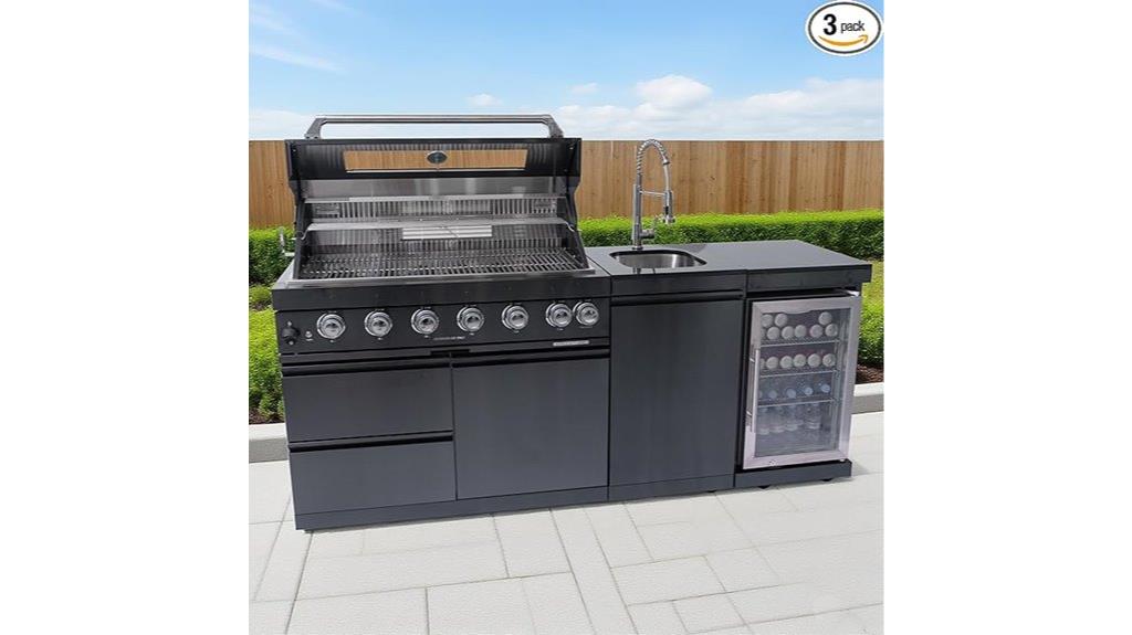 six burner stainless steel grill