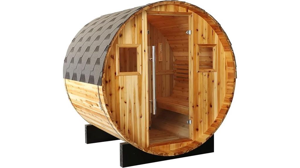 small traditional barrel sauna