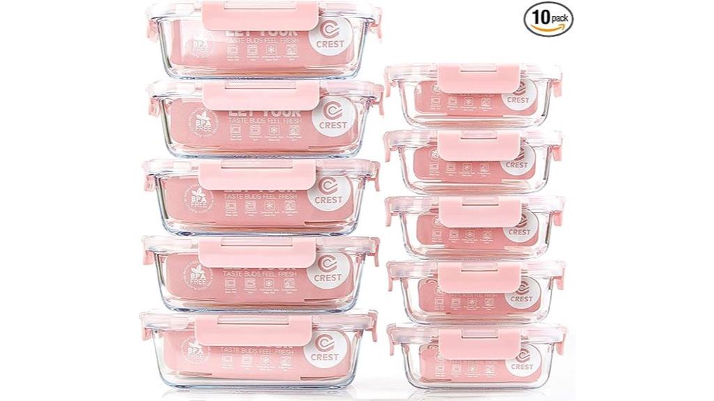 ten pack glass storage containers