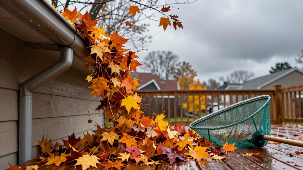 fall storm leaf buildup