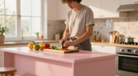 A “Lifeless” Kitchen Got A European-Style Redo With A Pink Island