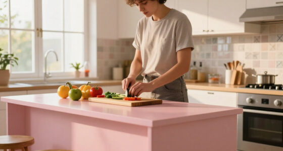 A “Lifeless” Kitchen Got A European-Style Redo With A Pink Island