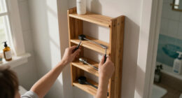 She Put A 5-Tier Shelf Behind Her Bathroom Door
