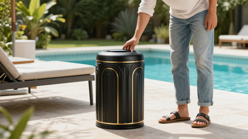 This Stylish Trash Can Is “Perfect” For Small Spaces (And Gives Art Deco Vibes!)